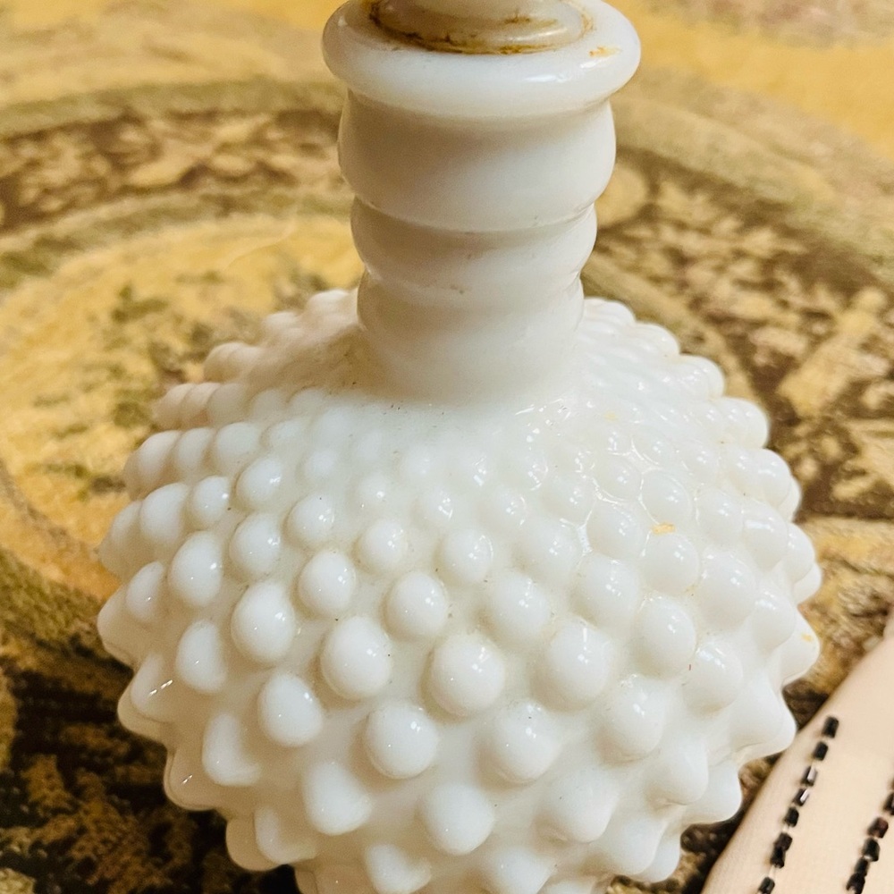 Charlies White Hobnail Glass Bottle